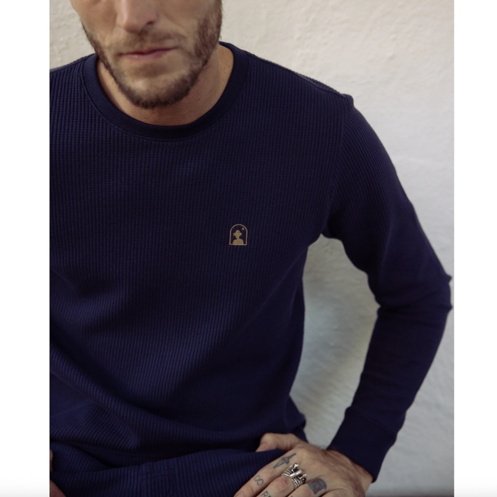 Dandy Del Mar the Cannes Heavyweight Waffle Knit Thermal Long Sleeve Shirt